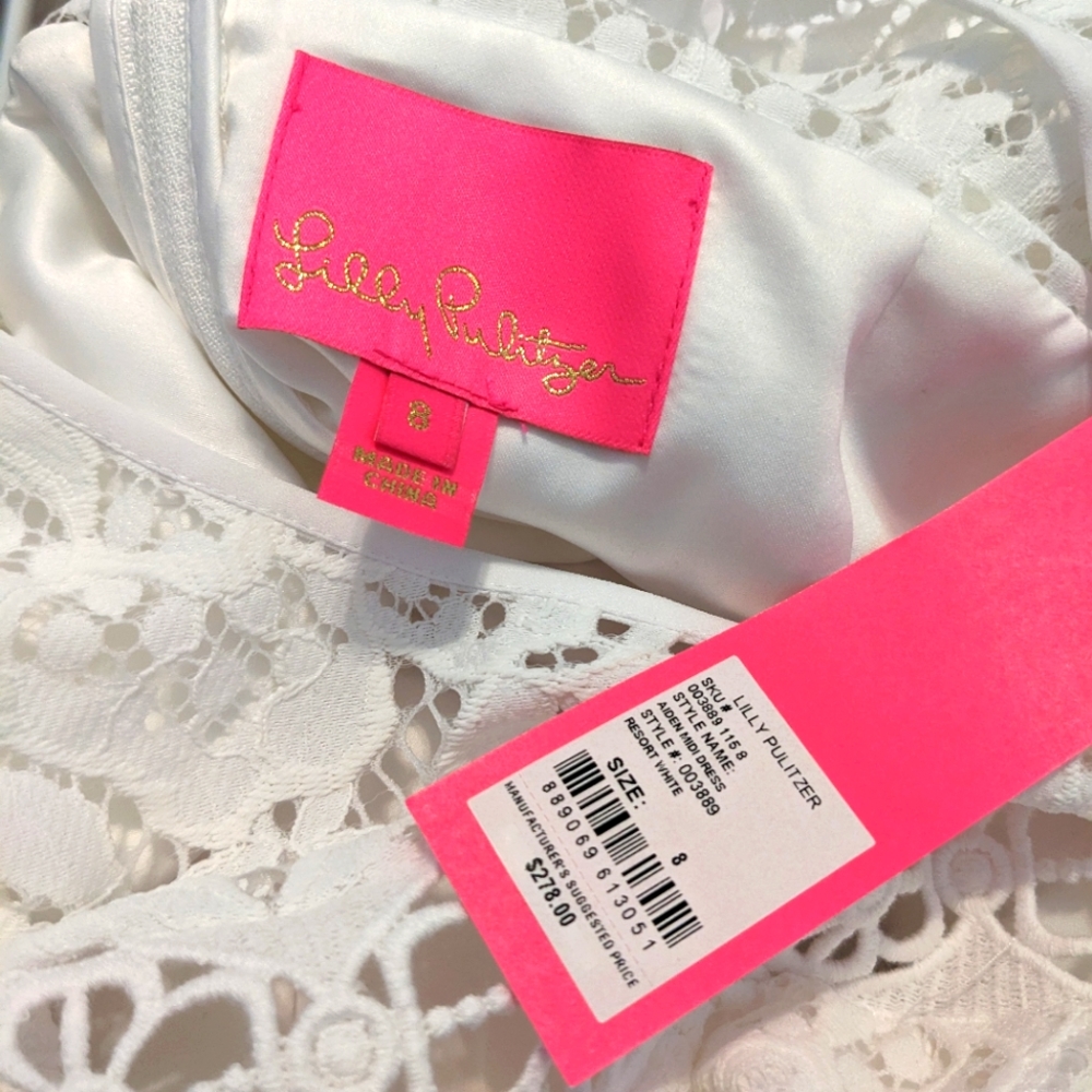 Lilly Pulitzer Aiden Midi Dress Resort White Lace 8 NWT - Picture 7 of 11
